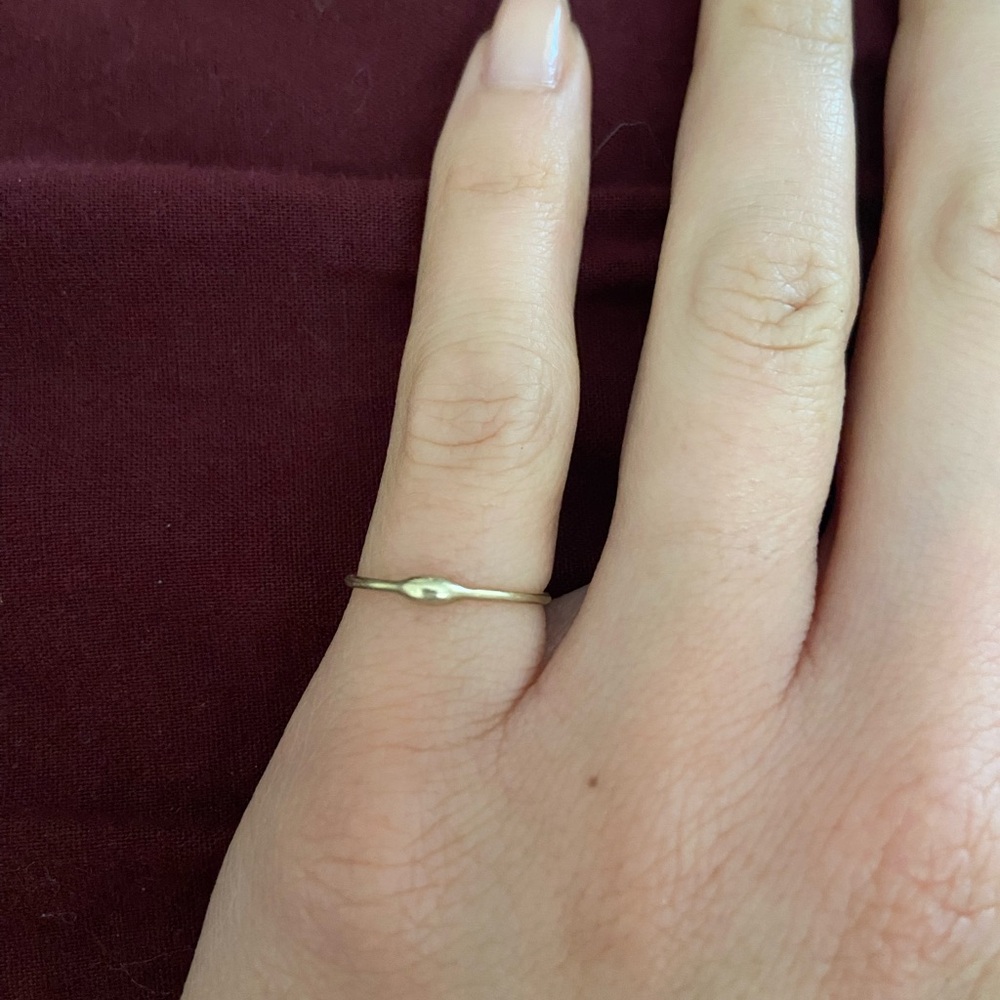 14k Green Gold Stacking Ring - Simple Rain Dot - Picture 2 of 4